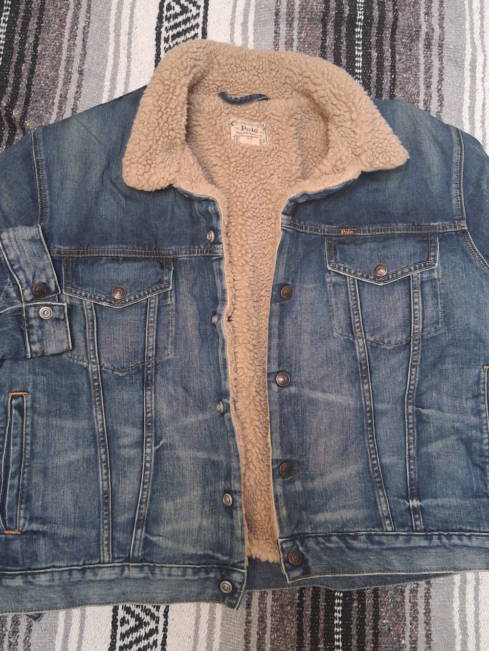 Polo by Ralph Lauren Blue Denim Jacket with Tan Sherpa Lining